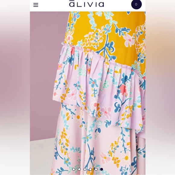 NWT Alivia The Lilly Fantasy Floral Sunshine slip midi tie shoulder summer dress - Picture 5 of 15